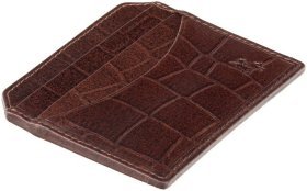 Коричневая кредитница из натуральной кожи с тиснением под крокодила Visconti Scale 69050