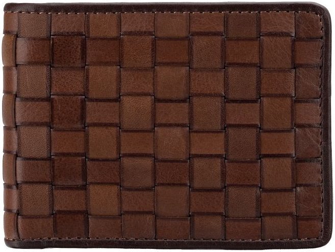 Мужское портмоне из плетеной кожи коричневого цвета без застежки Visconti Sergio 69250