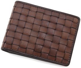 Чоловіче портмоне із плетеної шкіри коричневого кольору без застібки Visconti Sergio 69250