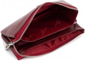 Великий жіночий шкіряний гаманець-клатч бордового кольору на блискавці ST Leather (15335) - 2