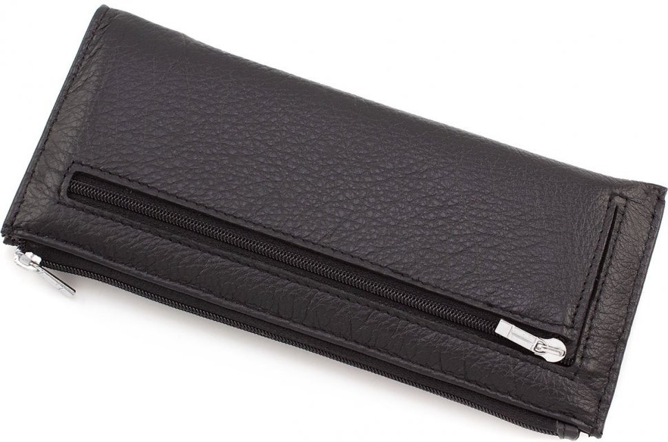 Чорний гаманець класичного стилю з натуральної шкіри з блискавичною застібкою ST Leather (15380)
