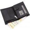 Мужское портмоне черного цвета из гладкой кожи с блоком под карты и документы KARYA (15541) - 4