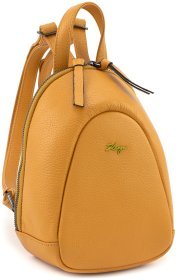 Маленький жіночий рюкзак з натуральної шкіри оранжевого кольору на блискавці KARYA 69750