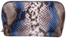 Стильная разноцветная женская косметичка из натуральной кожи под змею Desisan 80051
