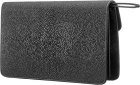 Черная женская барсетка из натуральной кожи ската STINGRAY LEATHER (024-18292)