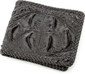 Мужское портмоне из фактурной крокодиловой кожи черного цвета CROCODILE LEATHER (024-18580)