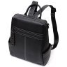 Чорний жіночий рюкзак-сумка з натуральної шкіри з білим рядком Vintage 2422314 - 1