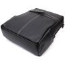 Чорний жіночий рюкзак-сумка з натуральної шкіри з білим рядком Vintage 2422314 - 4