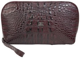 Бордовая женская косметичка из натуральной кожи под крокодила Desisan 80451