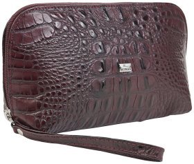 Бордовая женская косметичка из натуральной кожи под крокодила Desisan 80451