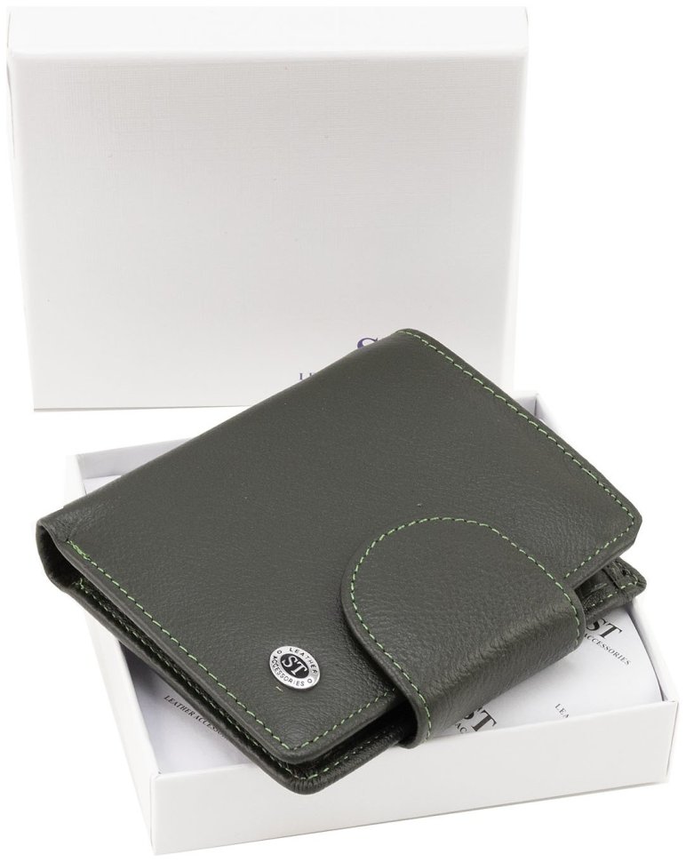 Женский кожаный кошелек небольшого размера ST Leather 90851 зеленого цвета modnotak фото №9