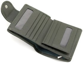 Шкіряний жіночий гаманець невеликого розміру ST Leather 90851 зеленого кольору