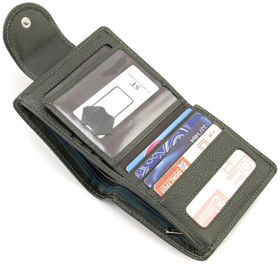 Женский кожаный кошелек небольшого размера ST Leather 90851 зеленого цвета modnotak фото №7