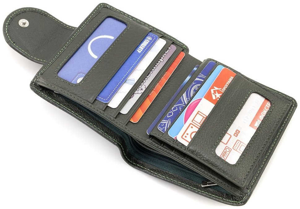 Женский кожаный кошелек небольшого размера ST Leather 90851 зеленого цвета modnotak фото №8