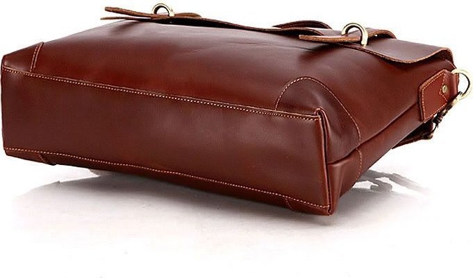 Коричневый портфель из натуральной кожи с ремешком на плечо VINTAGE STYLE (14138)