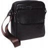 Мужская сумка маленького размера на плечо из фактурной кожи коричневого цвета Borsa Leather (15672) - 1