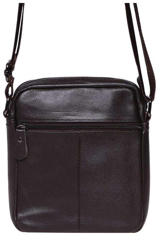 Чоловіча сумка маленького розміру на плече з фактурної шкіри коричневого кольору Borsa Leather (15672)