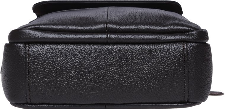Чоловіча сумка маленького розміру на плече з фактурної шкіри коричневого кольору Borsa Leather (15672)