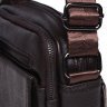 Мужская сумка маленького размера на плечо из фактурной кожи коричневого цвета Borsa Leather (15672) - 6