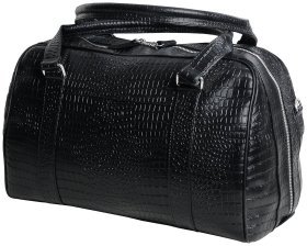 Дорожная черная сумка из натуральной кожи кроко Vip Collection 102351