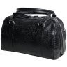 Дорожная черная сумка из натуральной кожи кроко Vip Collection 102351 modnotak фото - 2