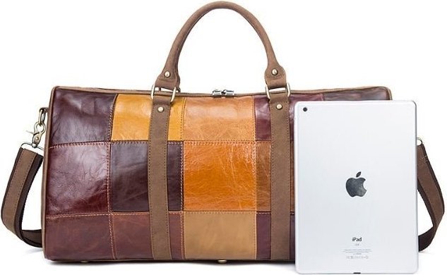 Оригинальная дорожная сумка из натуральной кожи разноцветная VINTAGE STYLE (14779) modnotak фото №5