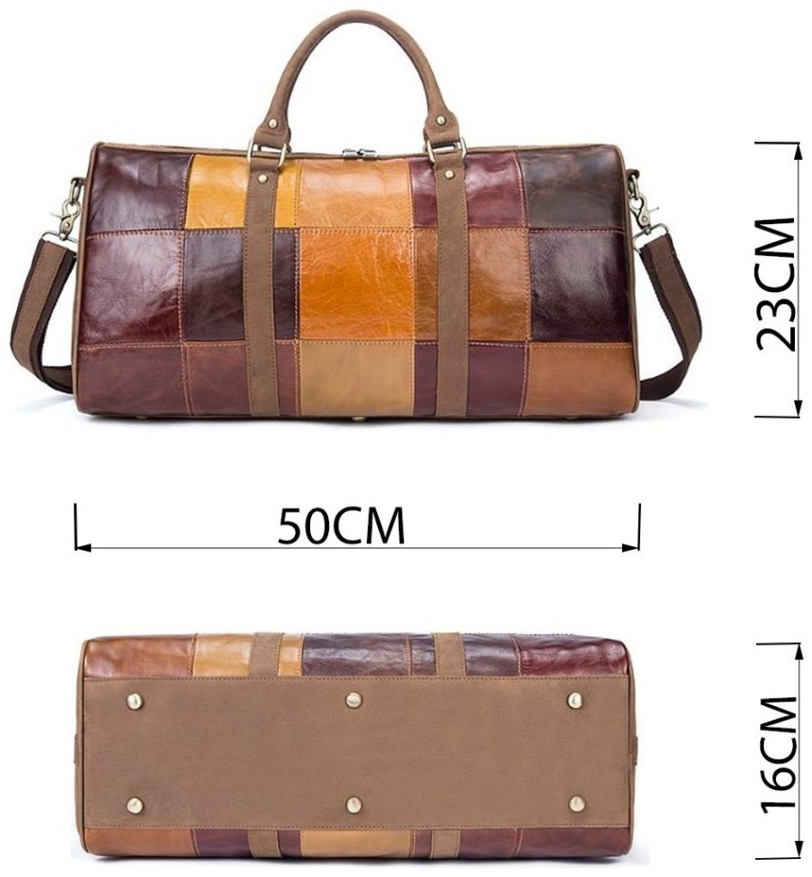 Оригинальная дорожная сумка из натуральной кожи разноцветная VINTAGE STYLE (14779) modnotak фото №7