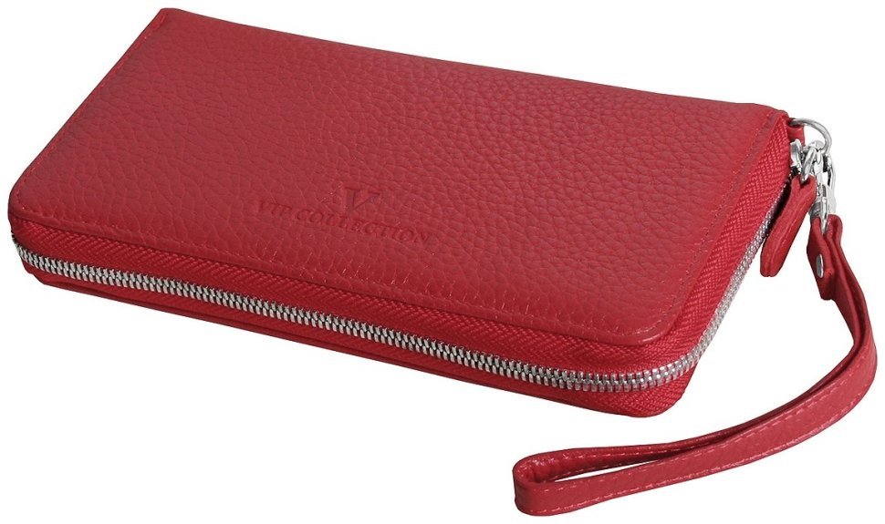 Жіночий шкіряний клатч на блискавці червоного кольору Vip Collection 102551 фото №1 Жіночий шкіряний клатч на блискавці червоного кольору Vip Collection 102551 modnotak фото №1