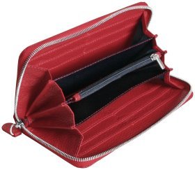 Жіночий шкіряний клатч на блискавці червоного кольору Vip Collection 102551