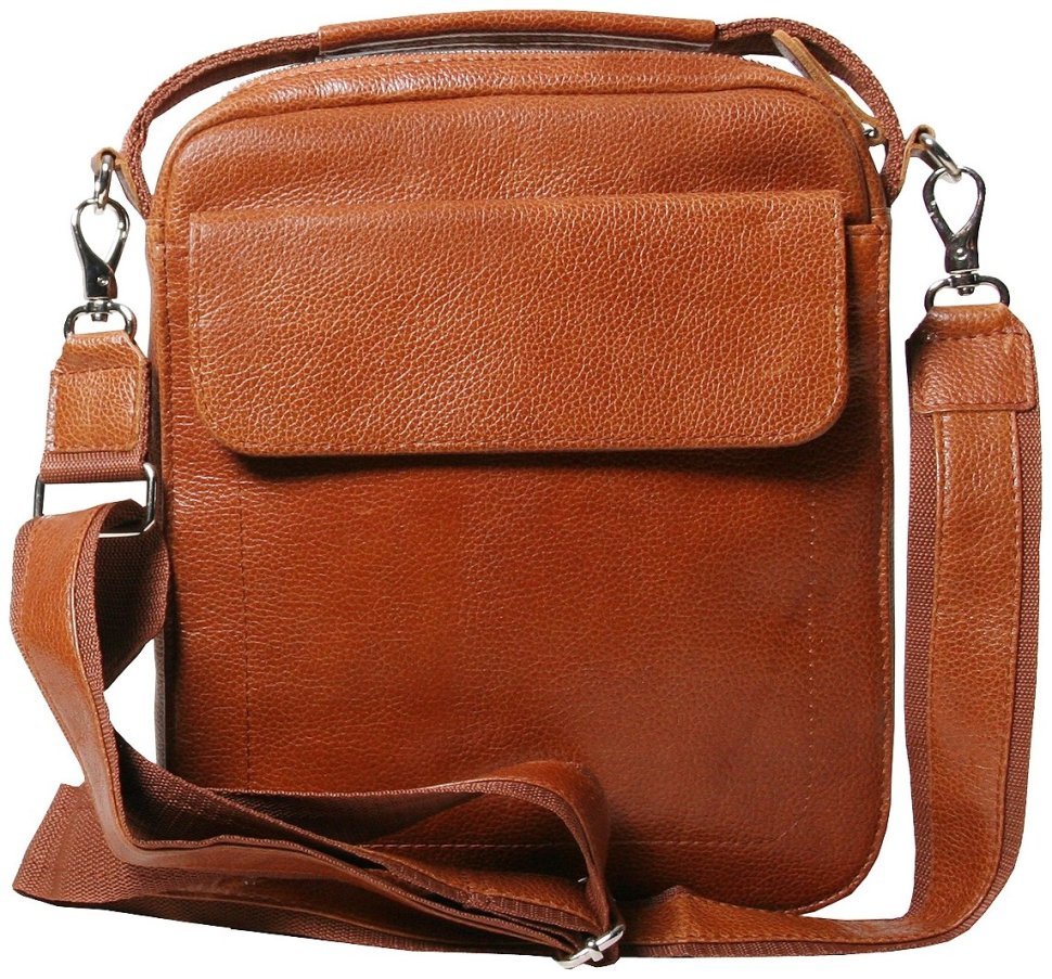 Повсякденна чоловіча барсетка з фактурної шкіри із ручкою для носіння Vip Collection 102651 рудого кольору фото №2 Повсякденна чоловіча барсетка з фактурної шкіри із ручкою для носіння Vip Collection 102651 рудого кольору modnotak фото №2