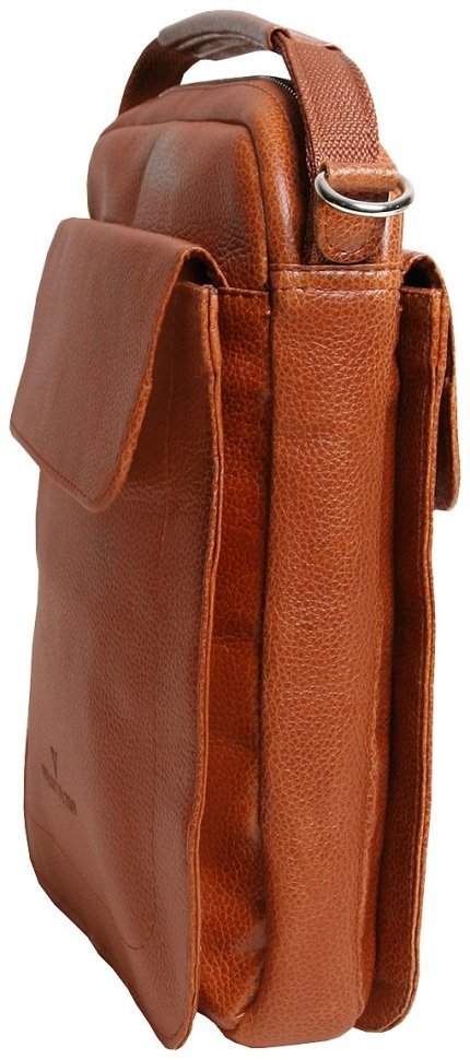 Повсякденна чоловіча барсетка з фактурної шкіри із ручкою для носіння Vip Collection 102651 рудого кольору фото №3 Повсякденна чоловіча барсетка з фактурної шкіри із ручкою для носіння Vip Collection 102651 рудого кольору modnotak фото №3