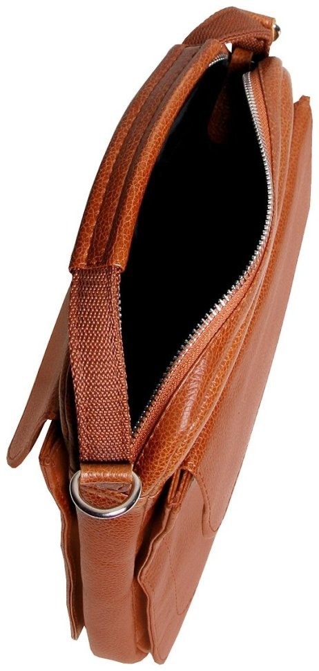 Повсякденна чоловіча барсетка з фактурної шкіри із ручкою для носіння Vip Collection 102651 рудого кольору фото №4 Повсякденна чоловіча барсетка з фактурної шкіри із ручкою для носіння Vip Collection 102651 рудого кольору modnotak фото №4