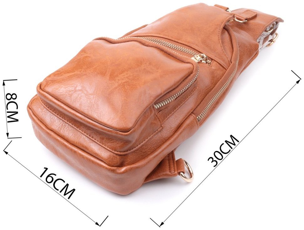 Женская слинг сумка из экокожи Vintage 22751 Рыжий modnotak фото №3