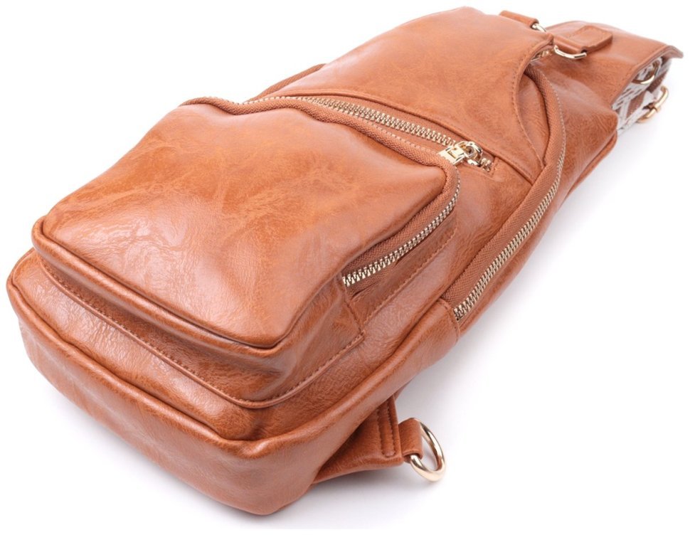 Женская слинг сумка из экокожи Vintage 22751 Рыжий modnotak фото №6