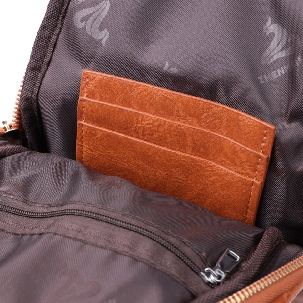 Женская слинг сумка из экокожи Vintage 22751 Рыжий modnotak фото №7