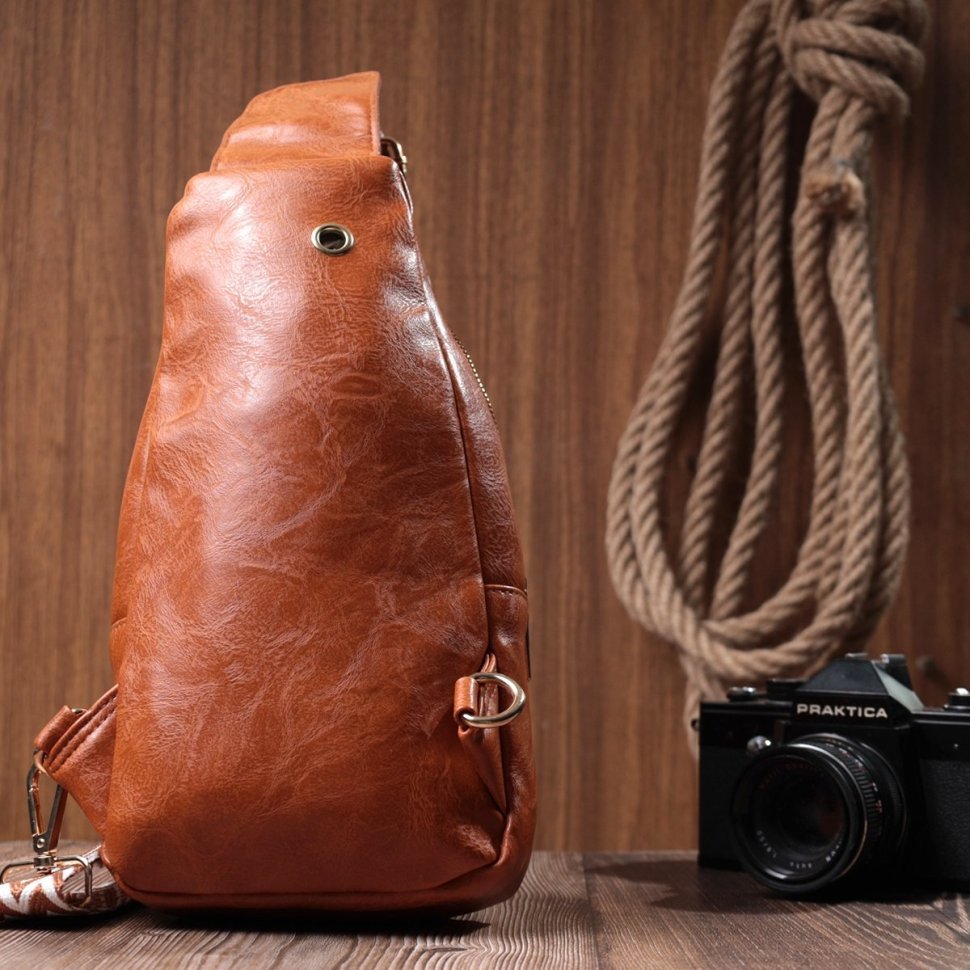 Женская слинг сумка из экокожи Vintage 22751 Рыжий modnotak фото №10