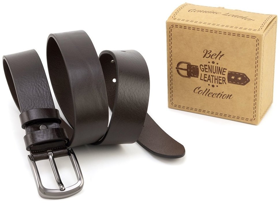 Классический ремень из итальянской кожи Gherardini 40804 Темно-коричневый цвет modnotak фото №5