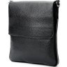 Мужская черная сумка через плечо из натуральной кожи с выраженной фактурой SHVIGEL (11016) - 3