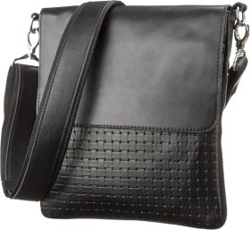 Стильная мужская сумка из натуральной кожи с тиснением под плетение SHVIGEL (11124)