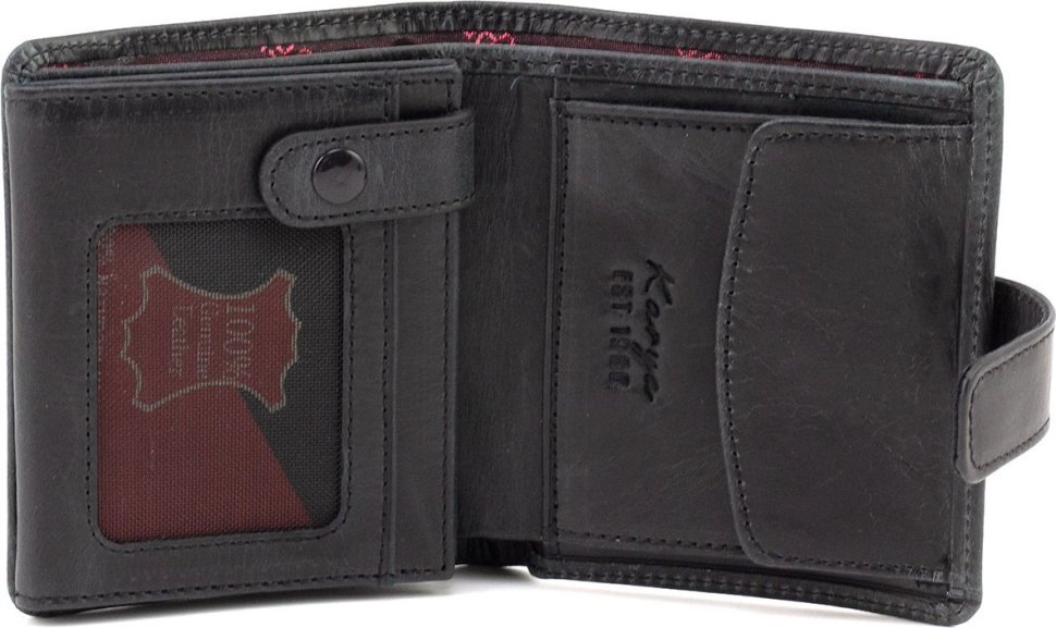 Мужской кошелек маленького размера из винтажной кожи черного цвета Karya (18125)