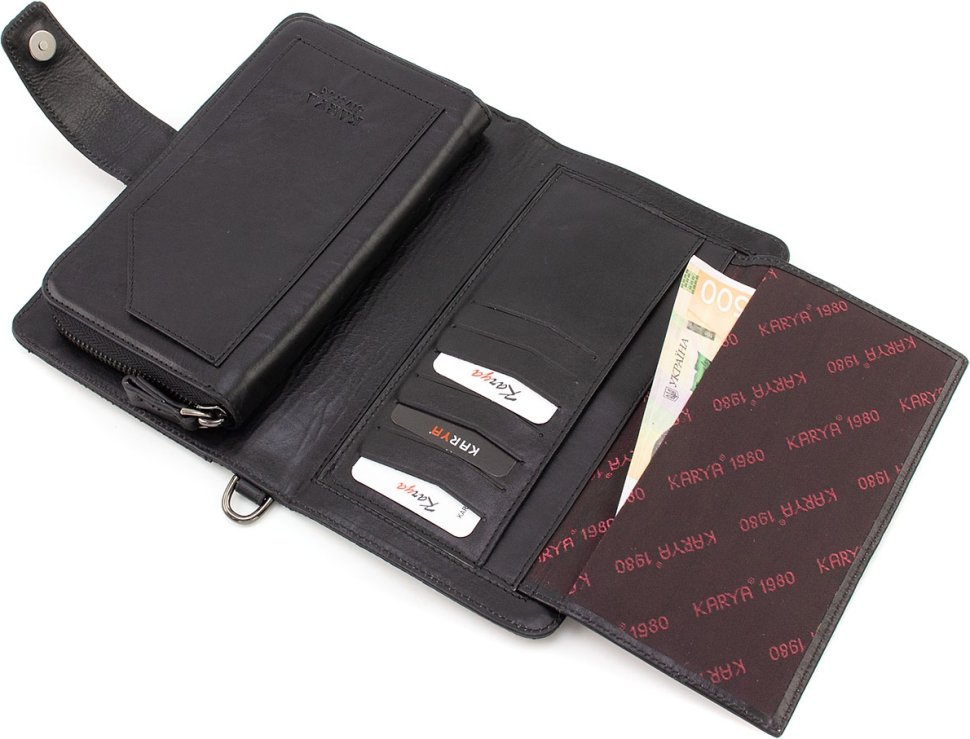 Місткий чоловічий гаманець-клатч із натуральної шкіри з тисненням KARYA (10303)