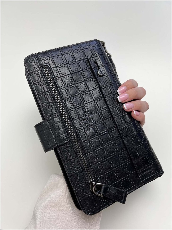 Місткий чоловічий гаманець-клатч із натуральної шкіри з тисненням KARYA (10303)