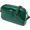 Женская кожаная сумка-клатч зеленого цвета на две молнии Vintage (2422101) - 1