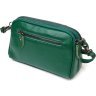 Жіноча шкіряна сумка-клатч зеленого кольору на дві блискавки Vintage (2422101) - 2