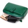 Жіноча шкіряна сумка-клатч зеленого кольору на дві блискавки Vintage (2422101) - 5