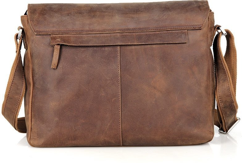 Коричнева чоловіча сумка-месенджер з натуральної шкіри в стилі вінтаж Tiding Bag (15744)