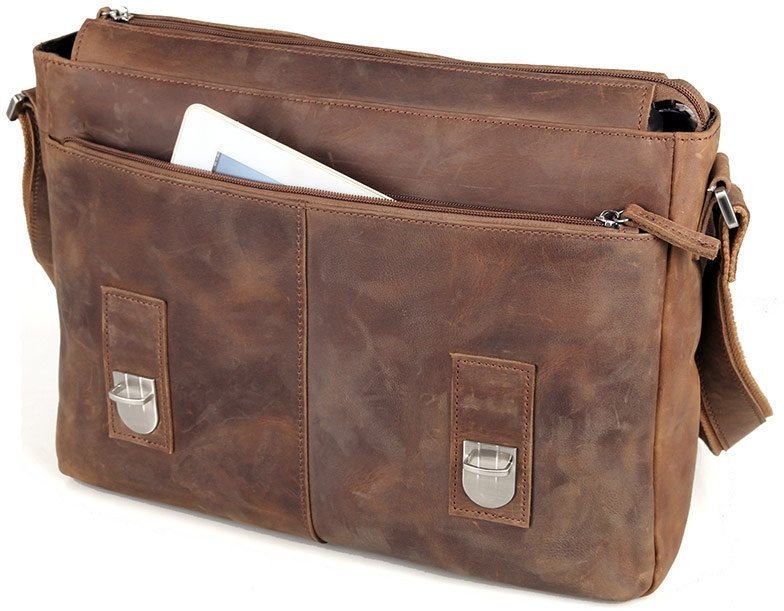 Коричневая мужская сумка-мессенджер из натуральной кожи в стиле винтаж Tiding Bag (15744)