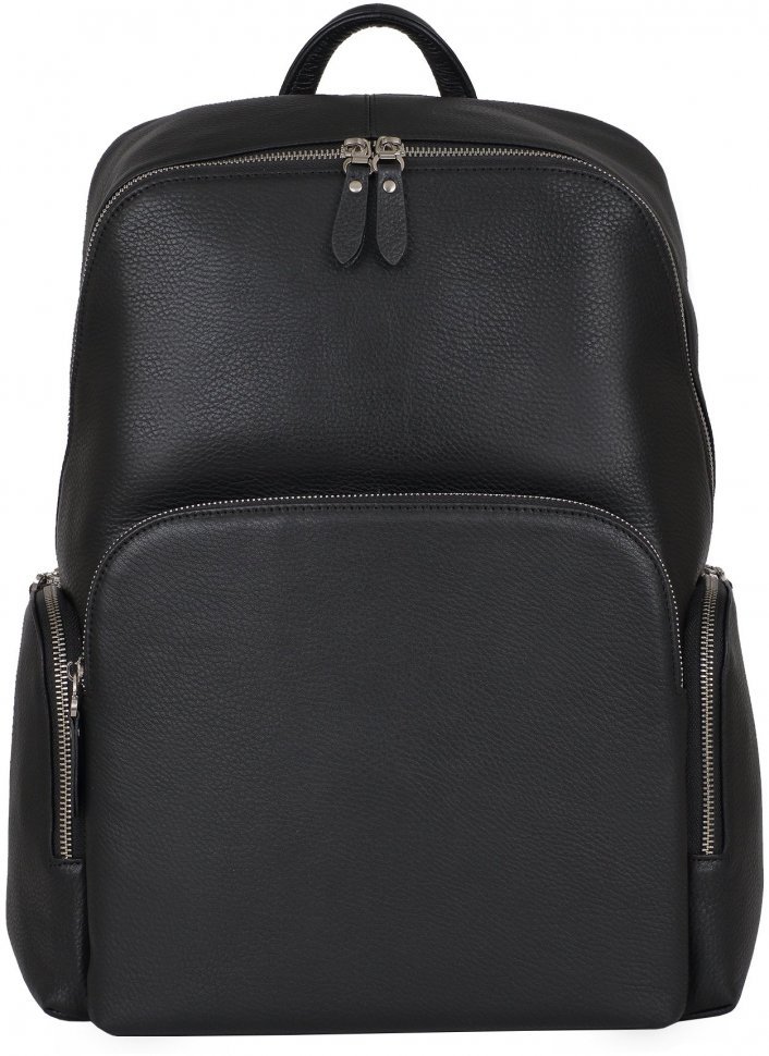 Великий чоловічий рюкзак з натуральної шкіри чорного кольору Tiding Bag (21620)