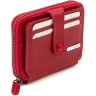 Кожаный женский кошелек-картхолдер красного цвета с секциями под карточки KARYA (19830) - 1