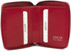 Кожаный женский кошелек-картхолдер красного цвета с секциями под карточки KARYA (19830) - 2